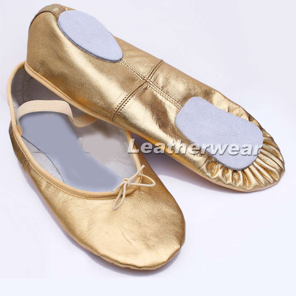Beautiful leather belly dance shoes in gold