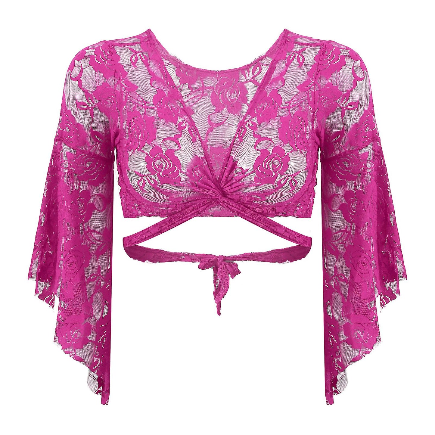 Top entirely of lace stretch fabric in fuchsia