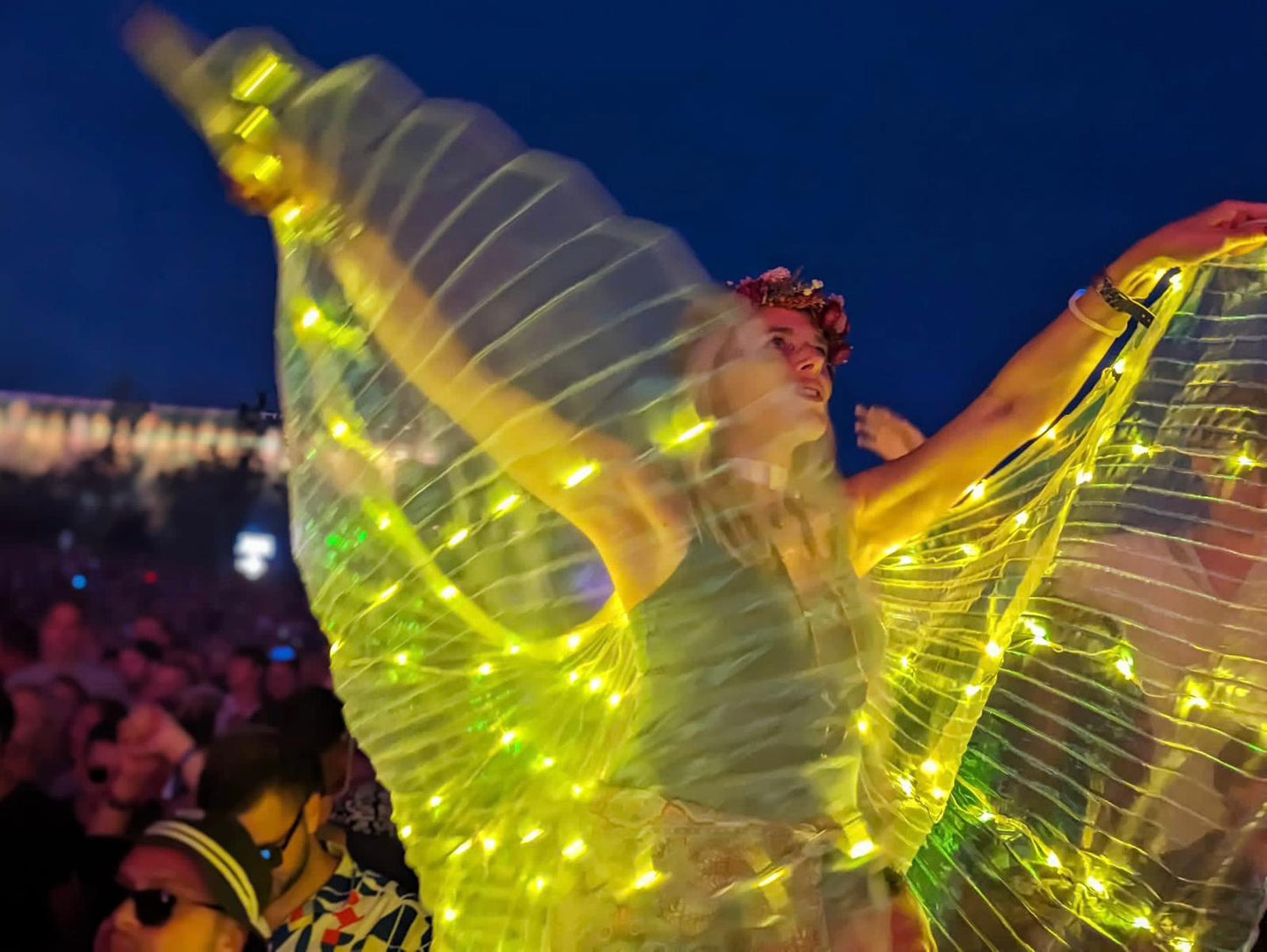 Isis Wings organza with gold led lights