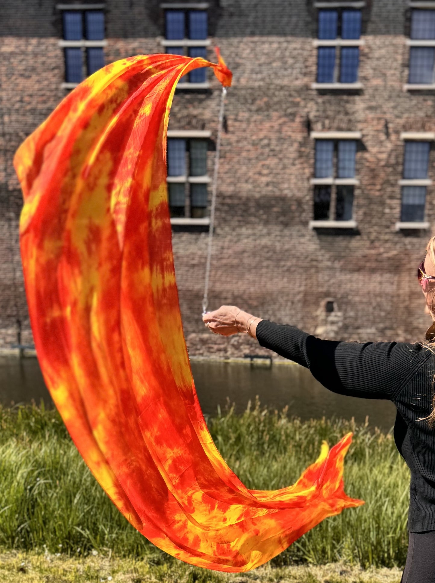 Belly dance Poi/Voi tie dye orange yellow