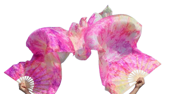 100% Silk fanveils in flame colors