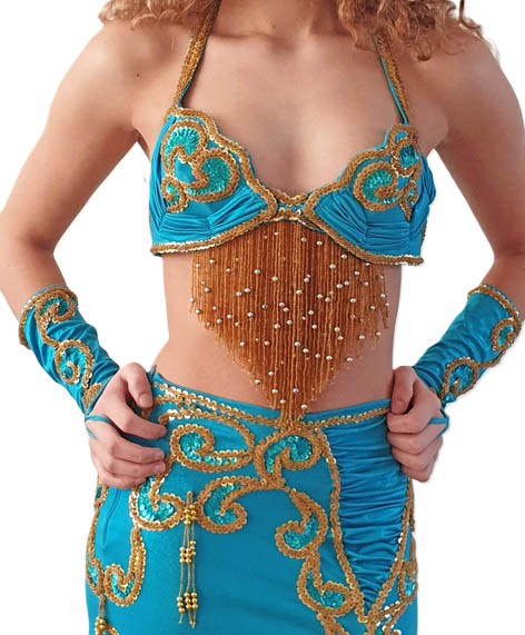 Gold and Blue Belly Dance Costume