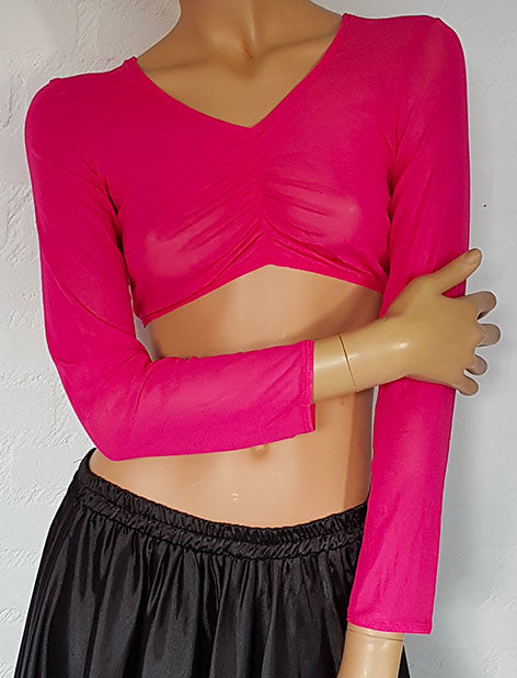 Crop top net fabric in fuchsia