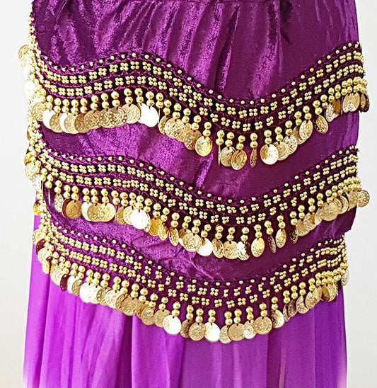 Velvet hip scarf with elastic band in purple