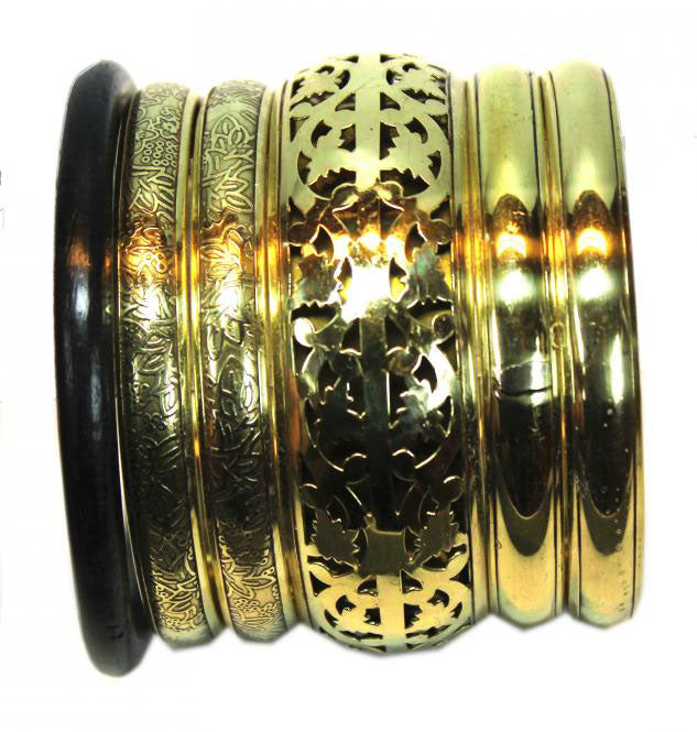 Set of gold colored bracelets 