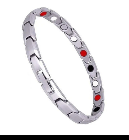 Magnetic bracelet, silver stainless steel