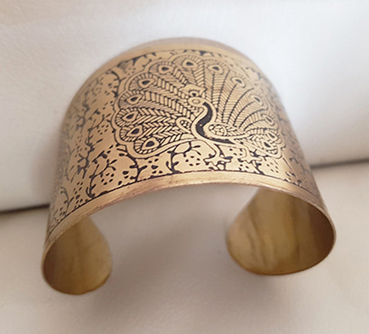 Bracelet with peacock in copper