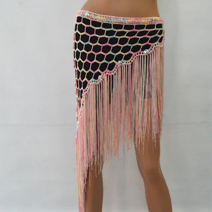 Heupsjaal in pastel kleuren met steentjes