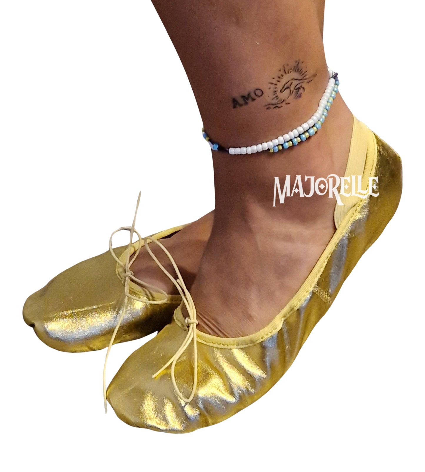 Beautiful leather belly dance shoes in gold