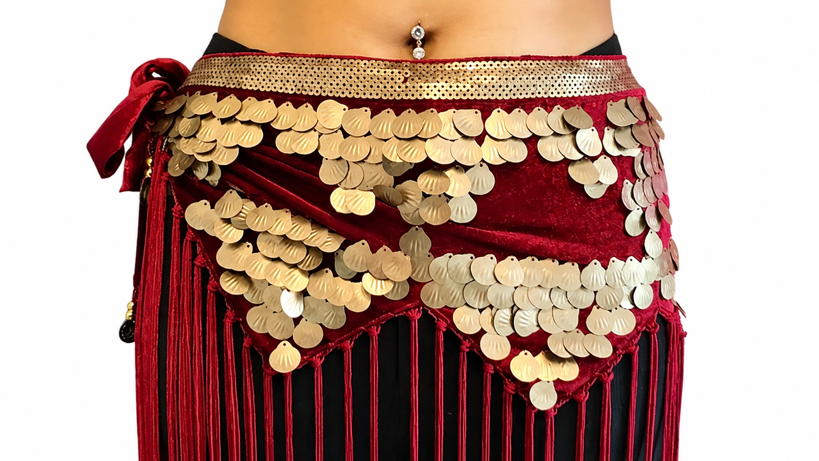 Belly dance Hip scarf tribal bordeaux