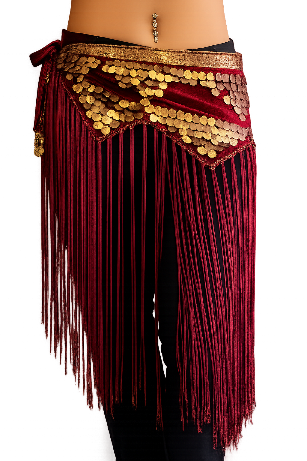 Belly dance Hip scarf tribal bordeaux