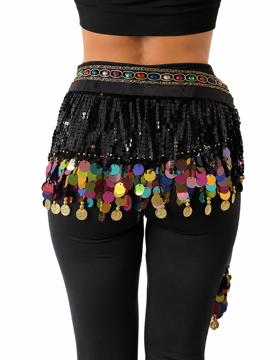 Belly dance hipscarf multi colour back