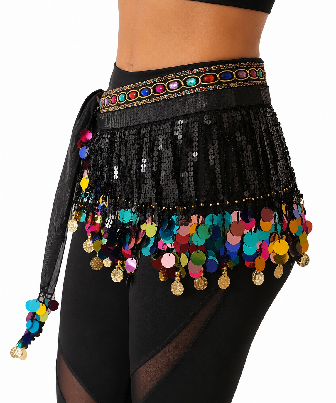Belly dance hipscarf multi colour side