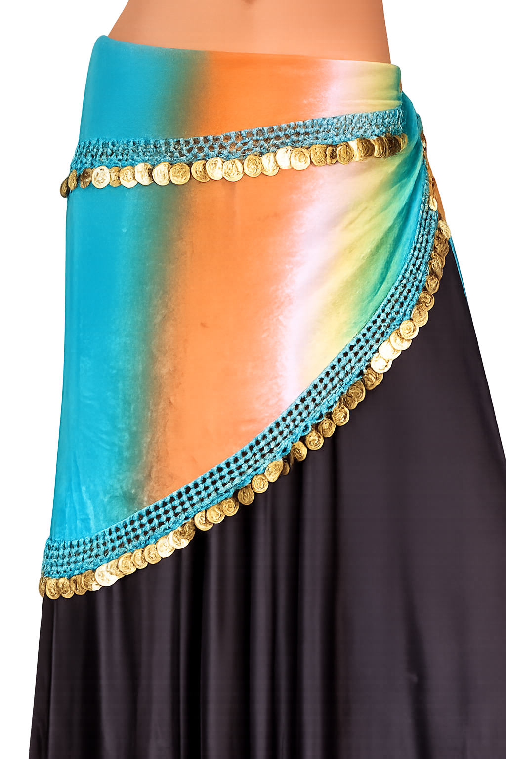 Belly dance hipscharf orange turquoise cheap