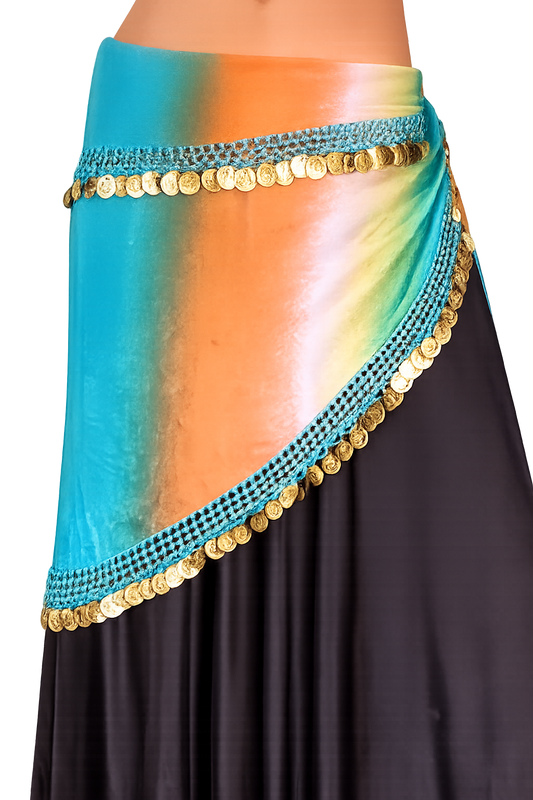 Belly dance hipscharf orange turquoise cheap