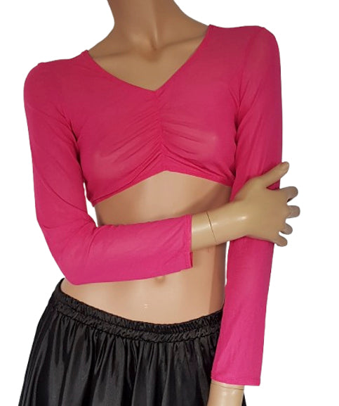 Croptop netstof in fuchsia