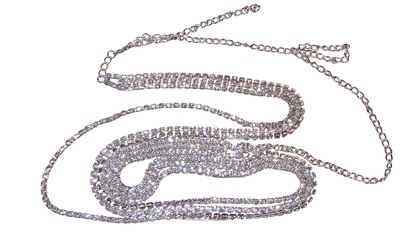 Belly chain / Heupketting zilver met strass steentjes