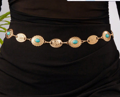 Belly chain / Hip chain adorned with oval decorations