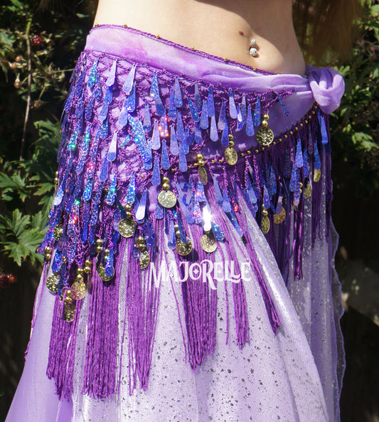 Hip scarf with teardrop sequins