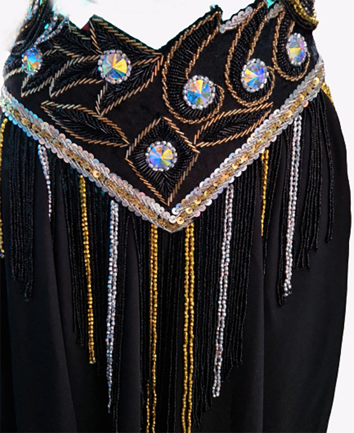 Belly dance costume black/gold/silver