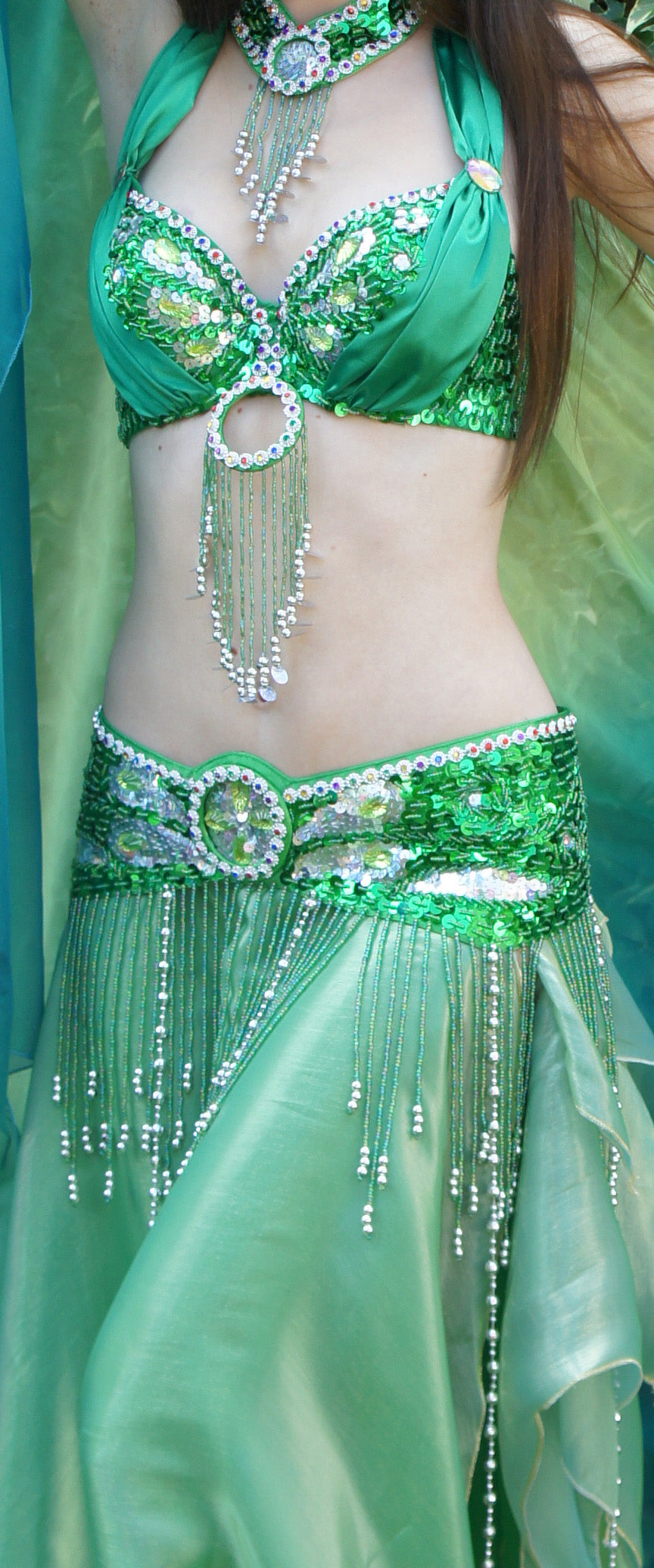 Buikdans belt 'Raja' in groen