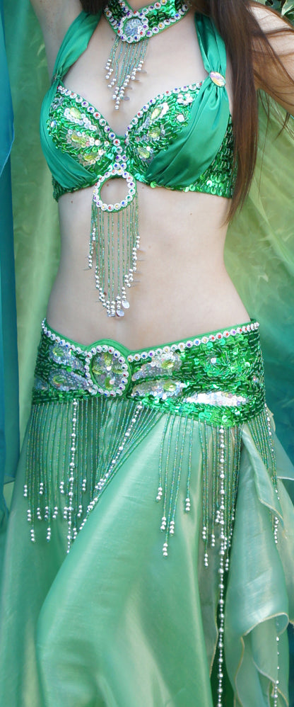 Buikdans kostuum 'Raja' in groen