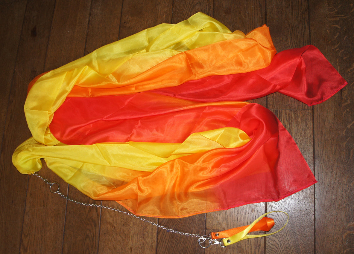 Belly dance Poi/Voi tie dye red orange yellow