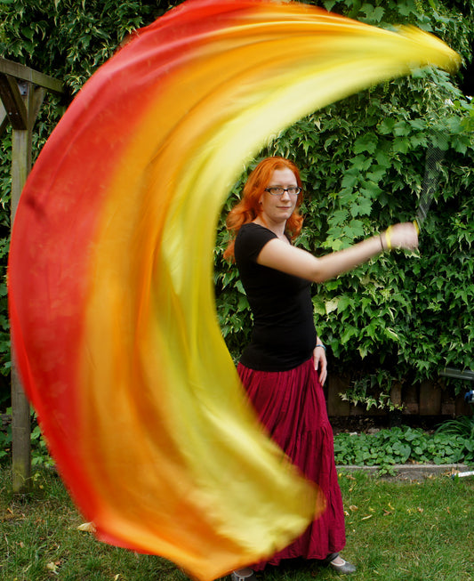 Belly dance Poi/Voi tie dye red orange yellow