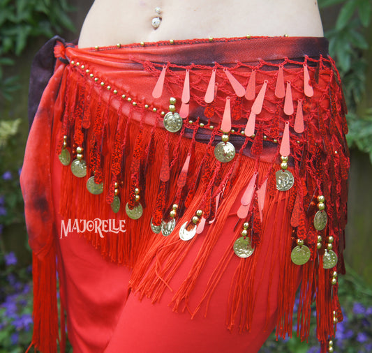 Hip scarf with teardrop sequins