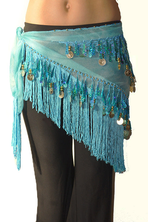 Hip scarf with teardrop sequins