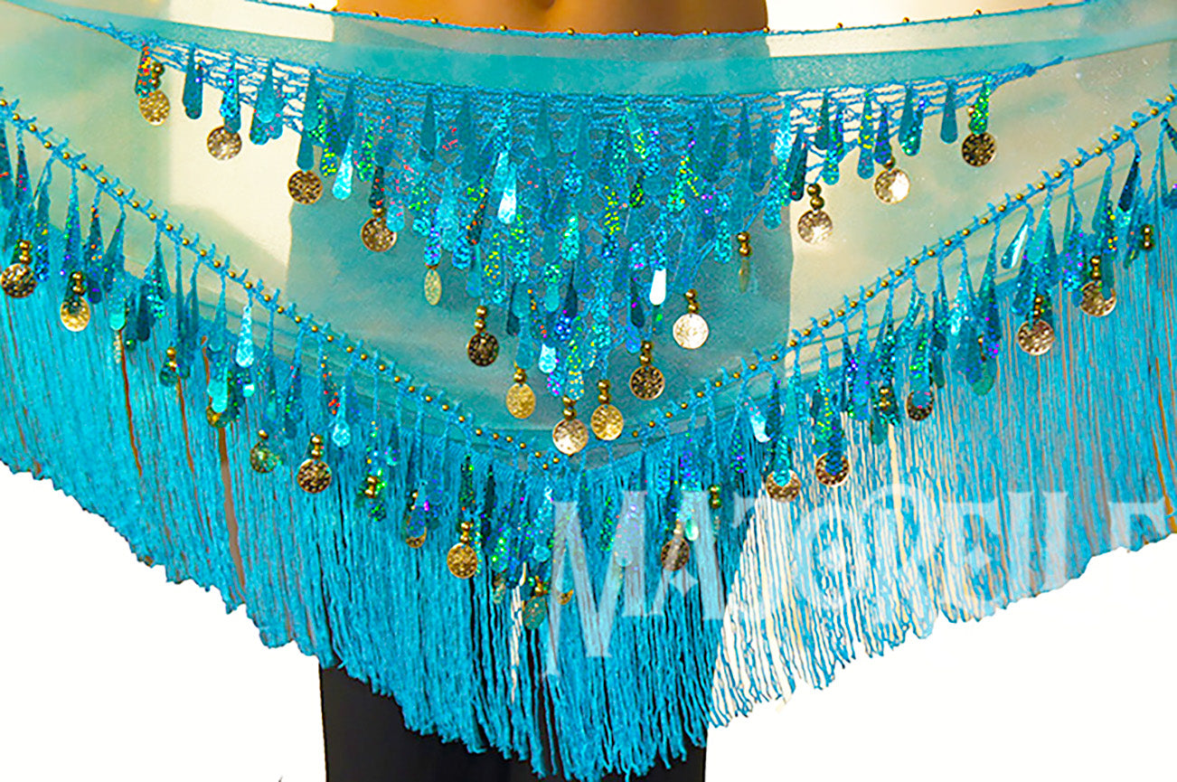 Hip scarf with teardrop sequins