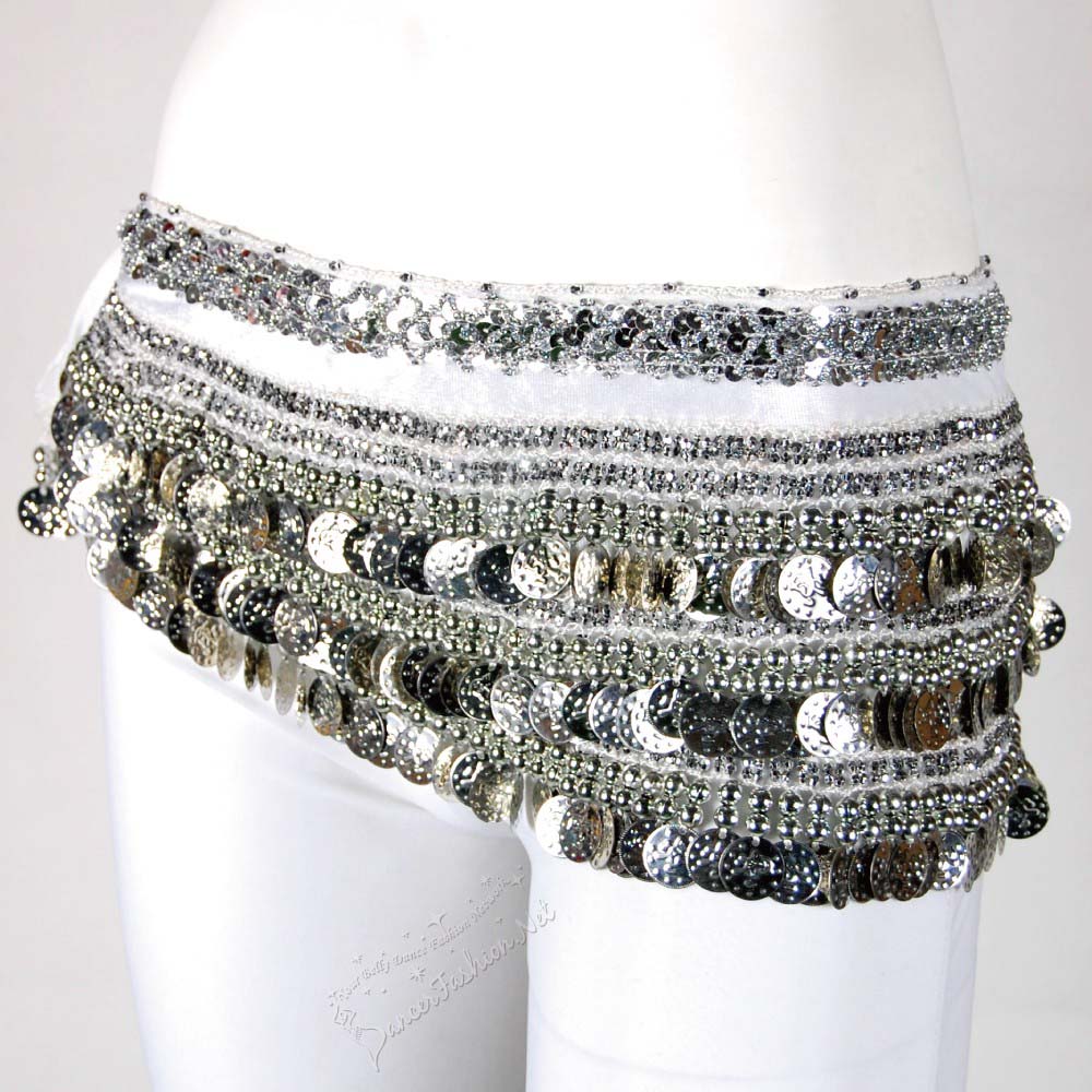 Hip scarf white with silver band