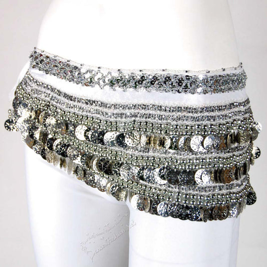 Hip scarf white with silver band
