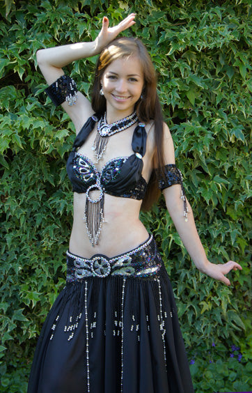 Belly dance bra with beautiful sequins in black