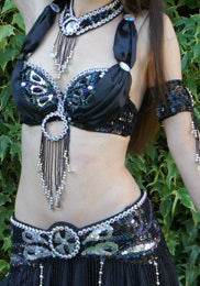 Belly dance bra with beautiful sequins in black