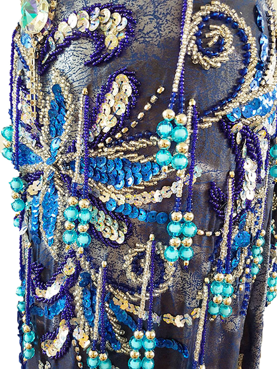 Belly dance skirt Amra in denim blue with cornflower blue
