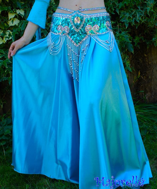 Beautiful wide satin skirt without slit.