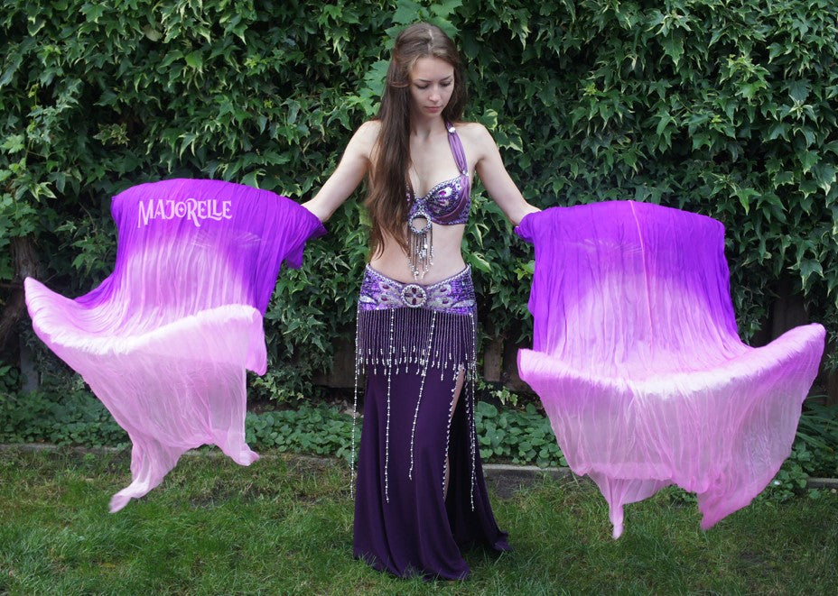 Silk fanveils in purple to light purple