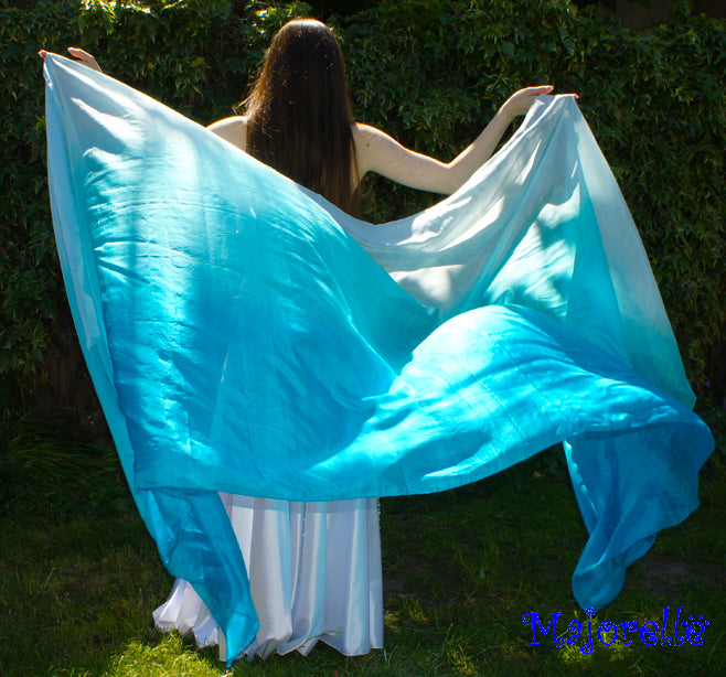 Silk veil in fuchsia color gradient 100% silk