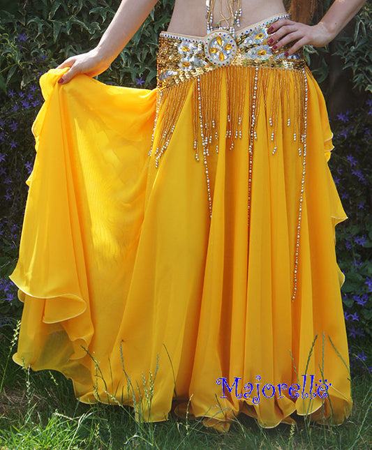 Nice skirt in golden yellow with strips and side slits