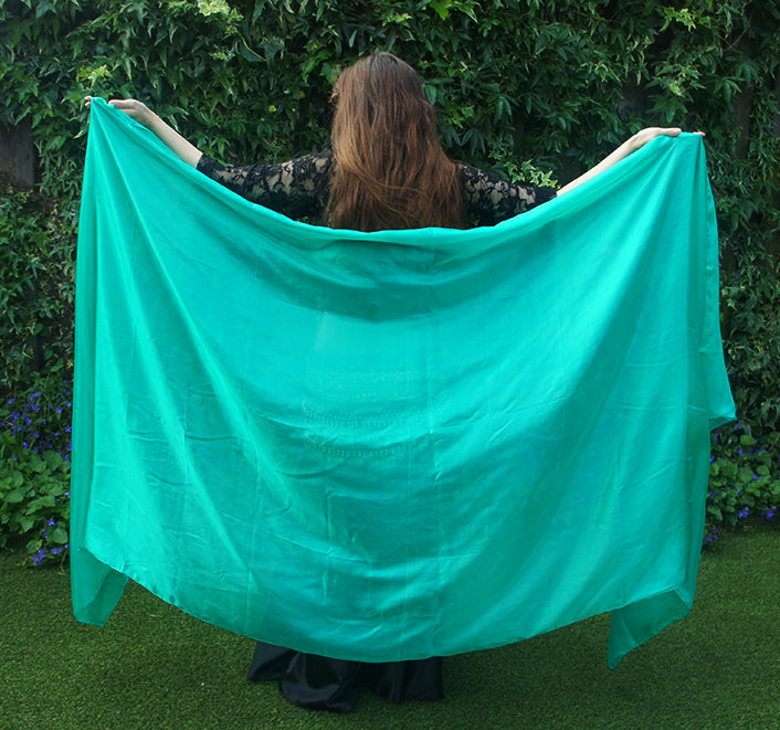 Silk veil in peacock green 100% silk