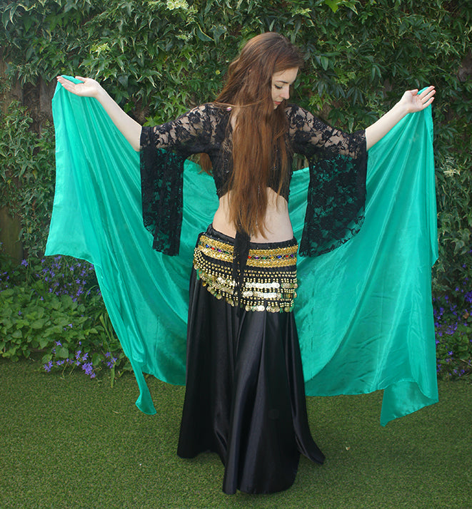 Silk veil in peacock green 100% silk