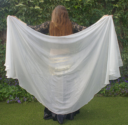 Silk belly dance veil white half round