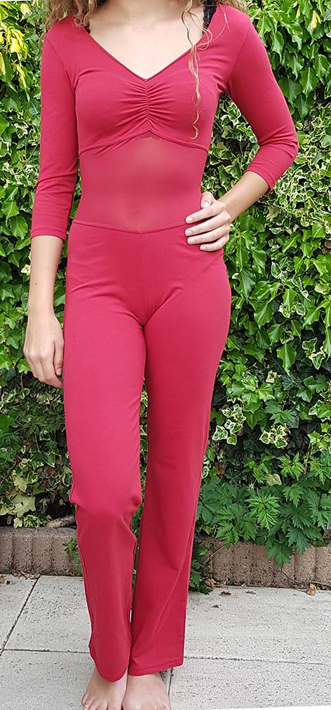 Bellydance Catsuit burgundy with reinforced belly net. Size XS, 2XL and 3XL