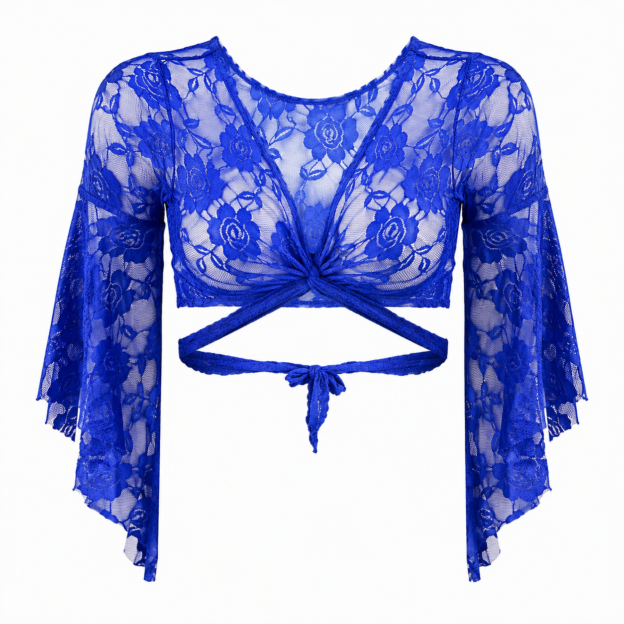 Top bestaat volledig uit kant. Kleur korenblauw
