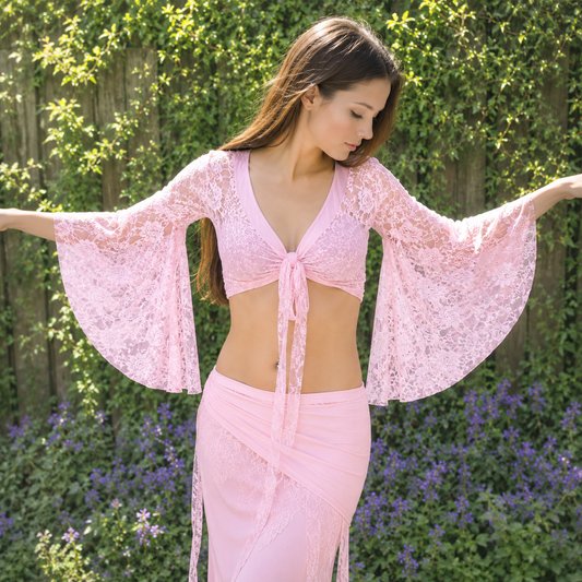 Top met kant in roze