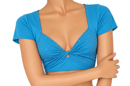 Korte buikdanstop / Crop top in turquoise