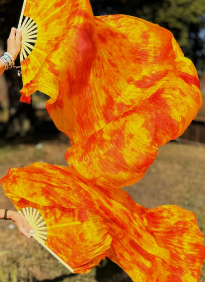 100% Silk fanveils in flame colors 