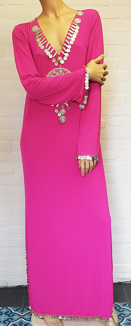 Hagalla dress in fuchsia with necklace
