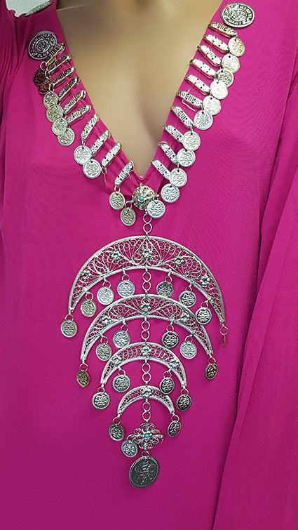 Hagalla dress in fuchsia with necklace